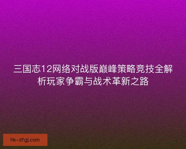 三国志12网络对战版巅峰策略竞技全解析玩家争霸与战术革新之路